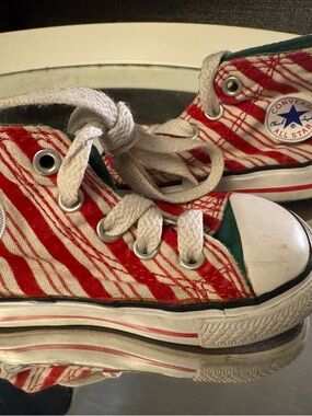 Converse baby size All Star Red & White Striped High-Top Sneakers